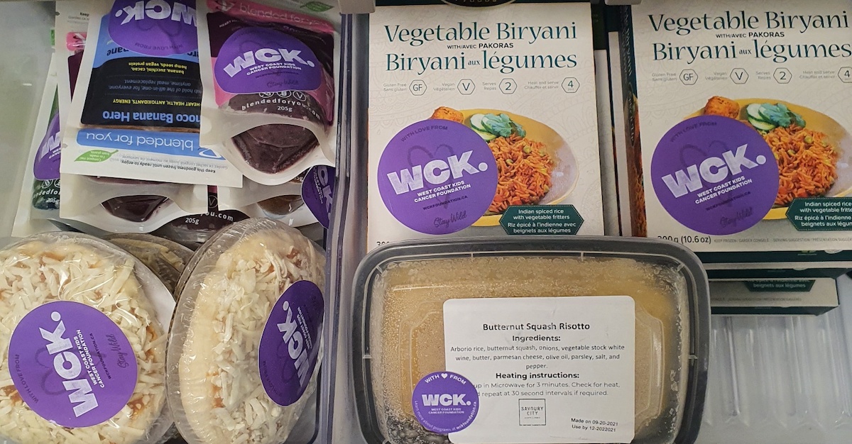 A range of WCK meals in the freezer