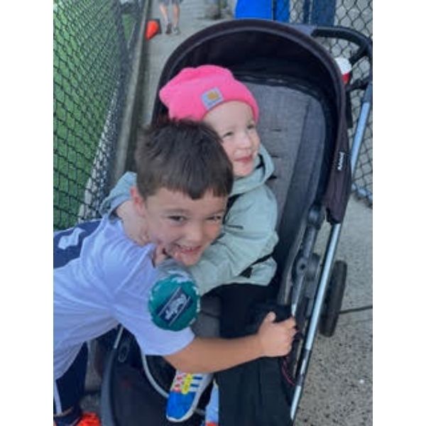 Sofia and Carter in Stroller