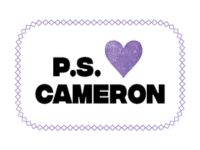 An image of the tag we embroider to port shirts that says "PS love Cameron"